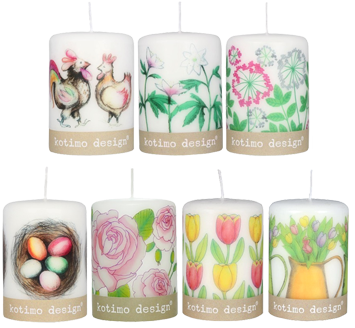 Candles decorated with organic decals